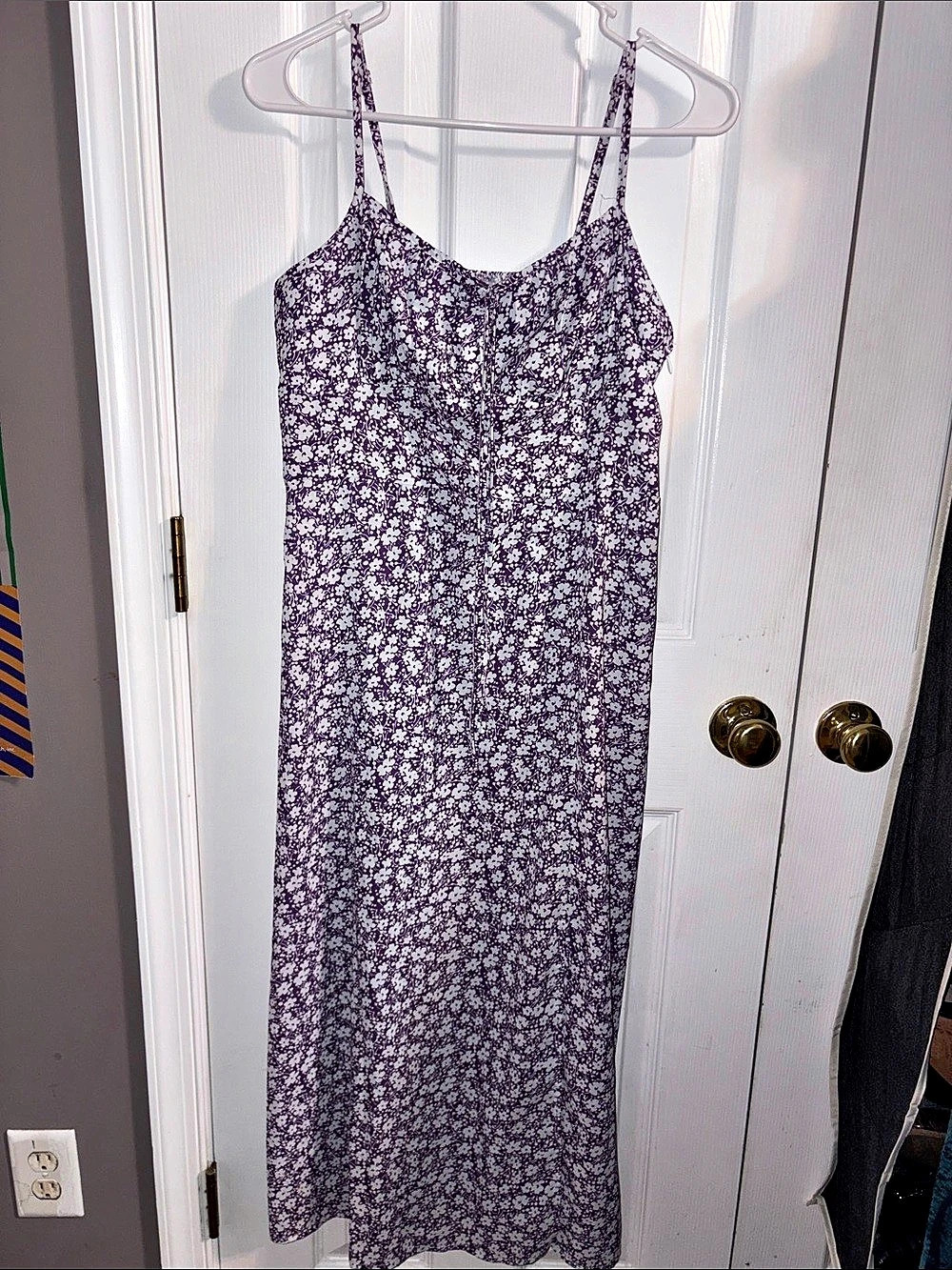 Gap Floral V-Neck Maxi Dress Purple & White